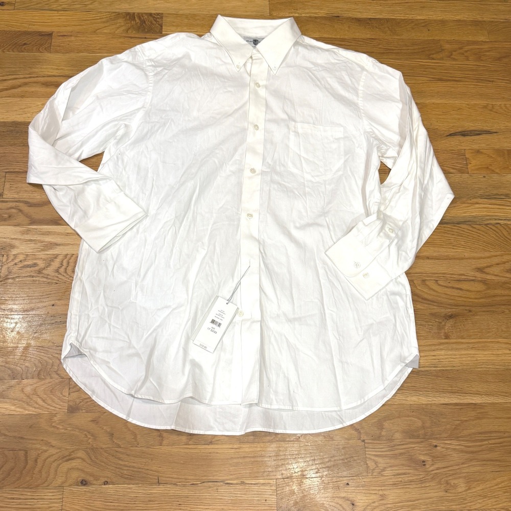 Black Brown 1826 Essentials Mens White Classic Fit Button Down Shirt 17 32/33